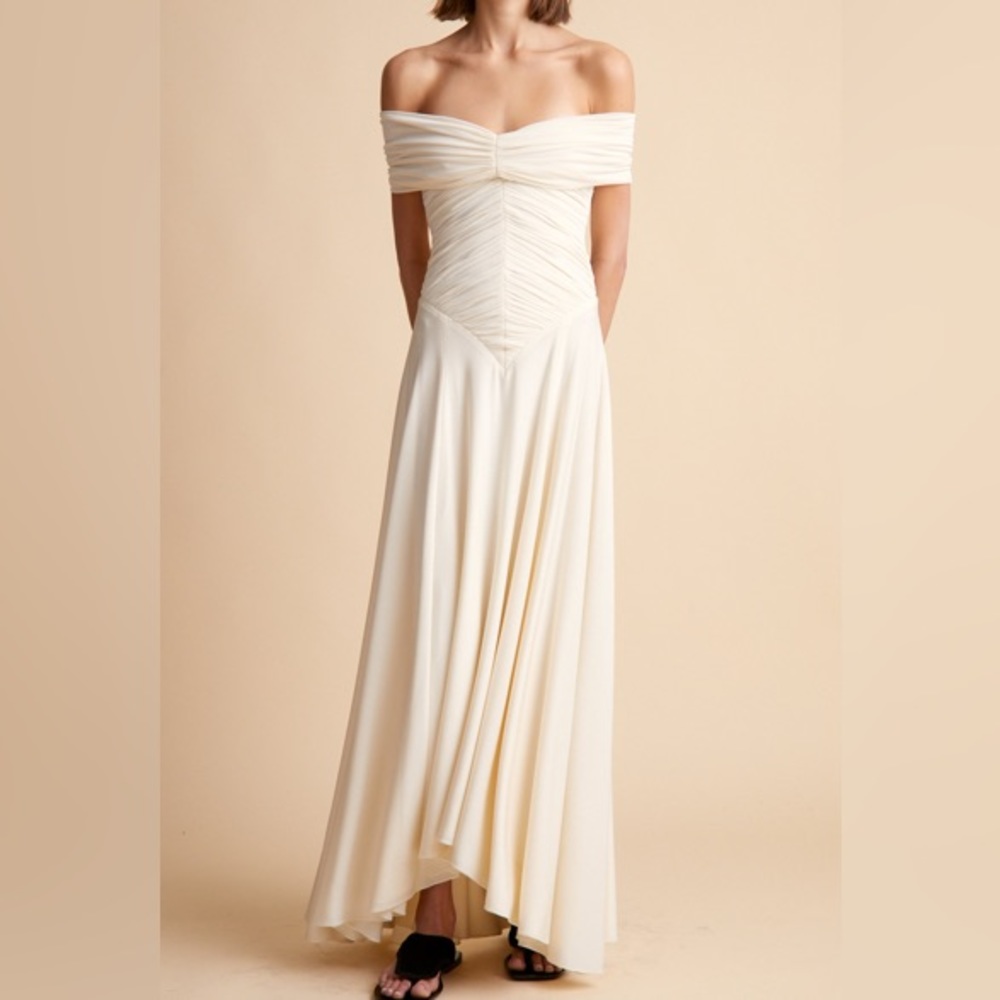 KHAITE punzel dress off the shoulder ivory